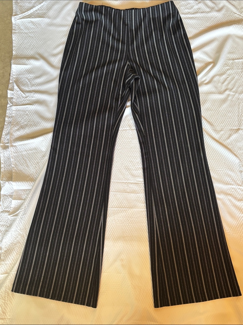 Black Pinstripe Wide-Leg Women's Pants